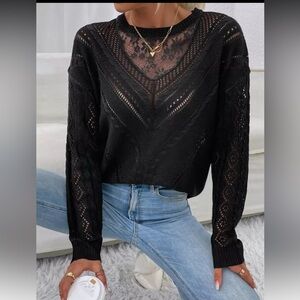 Elegant Black Lace Knit Top